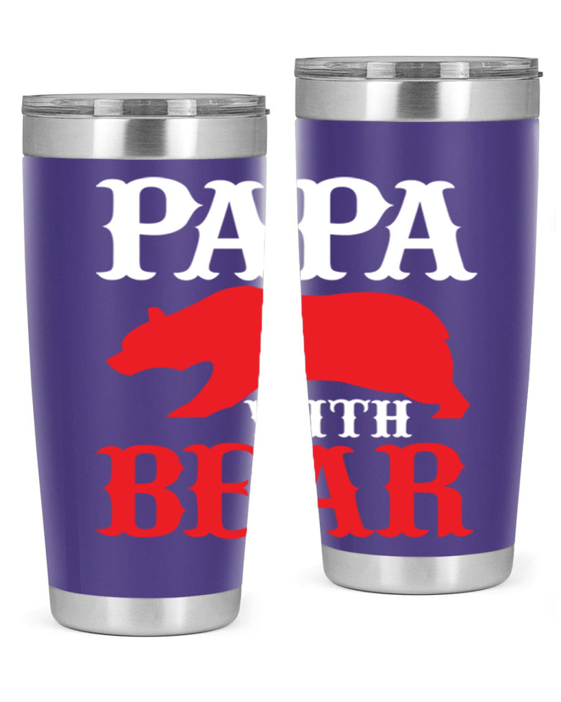 PAPA WITH BEAR 111#- grandpa - papa- Tumbler