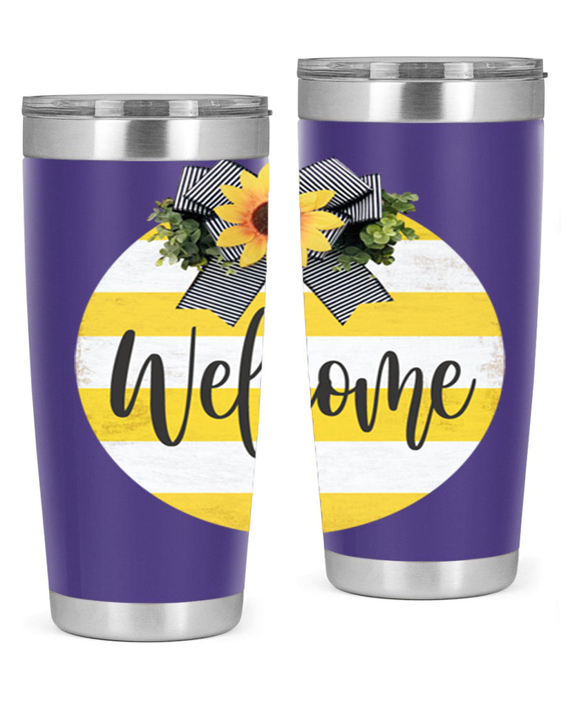 Welcome and Yellow strips Mockup564#- spring- Tumbler