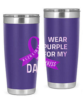 Womens I Wear Purple for My Dad Alzheimers Disease Awareness VNeck 221#- alzheimers- Cotton Tank