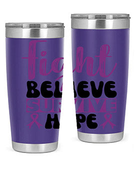 fight believe survive hope 141#- alzheimers- Tumbler