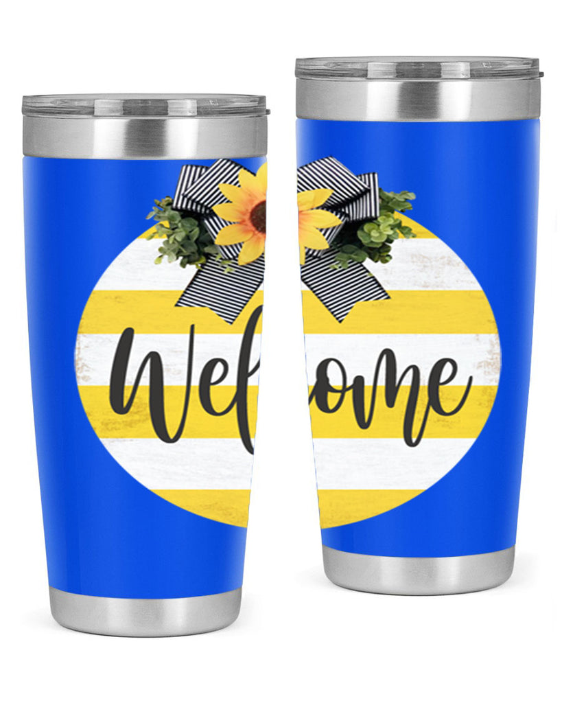 Welcome and Yellow strips Mockup564#- spring- Tumbler