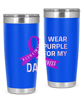 Womens I Wear Purple for My Dad Alzheimers Disease Awareness VNeck 221#- alzheimers- Tumbler