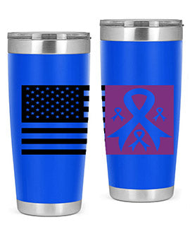 usa flag with alzheimers cancer 219#- alzheimers- Tumbler