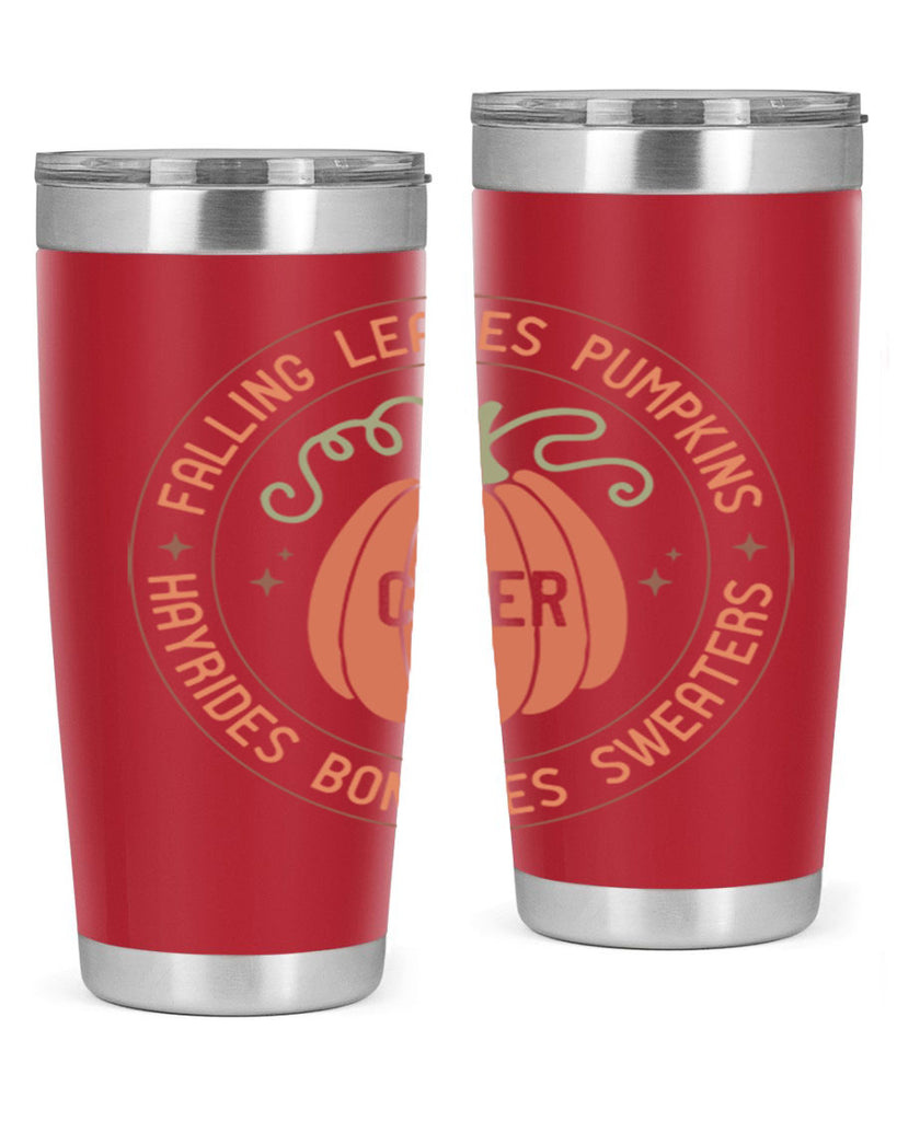 Falling Leaves Pumpkins Cider Hayrides Bonfires Sweaters 168#- fall- Tumbler
