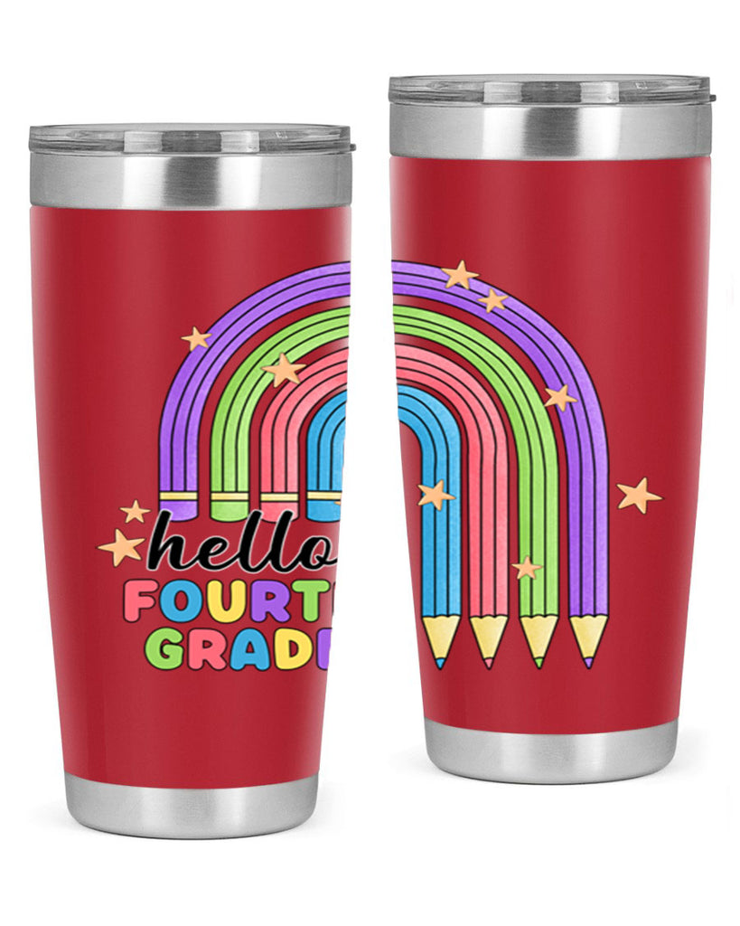 Hello 4th Grade Pencil Rainbow 12#- 4th  grade- Tumbler