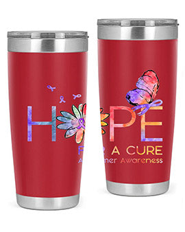 Hope For A Cure Alzheimer Awareness Flower 162#- alzheimers- Tumbler