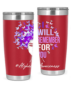 I Will Remember For You Alzheimer Awareness Womens Butterfly 180#- alzheimers- Tumbler