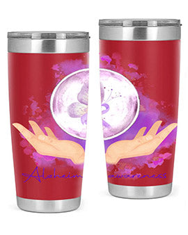 Love Purple Ribbon AlzheimerS Awareness 193#- alzheimers- Tumbler