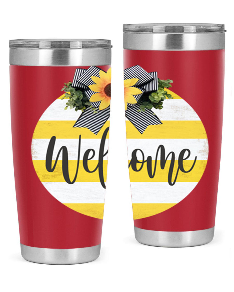 Welcome and Yellow strips Mockup564#- spring- Tumbler