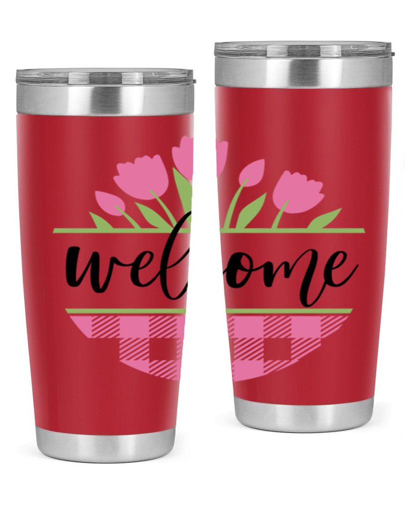 Welcome pink plaid575#- spring- Tumbler