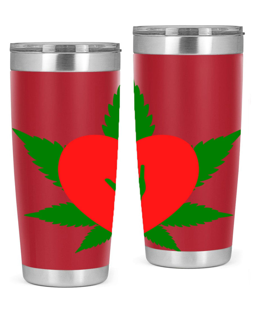 cannabis heart with hand 45#- marijuana- Tumbler