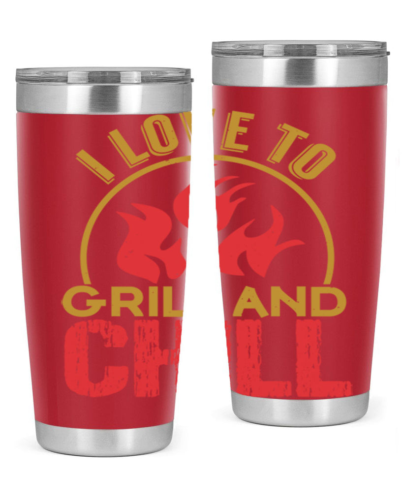 i love to grill and chill 38#- bbq- Tumbler