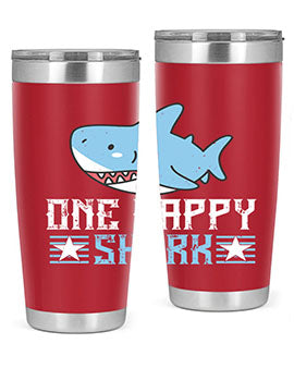 one happy shark Style 50#- shark  fish- Tumbler