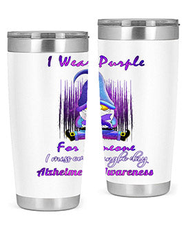 Alzheimers Awareness Products I Wear Purple Ribbon Gnome 22#- alzheimers- Tumbler