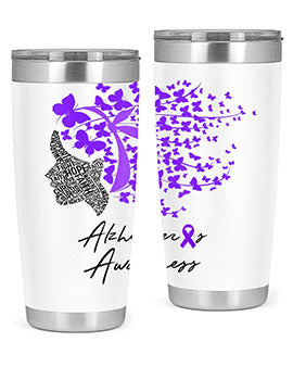 Alzheimers Awareness Shirt Alzheimers Purple Butterflies 24#- alzheimers- Tumbler