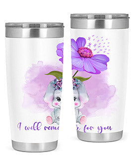 Elephan Sunflower AlzheimerS Awareness 131#- alzheimers- Tumbler