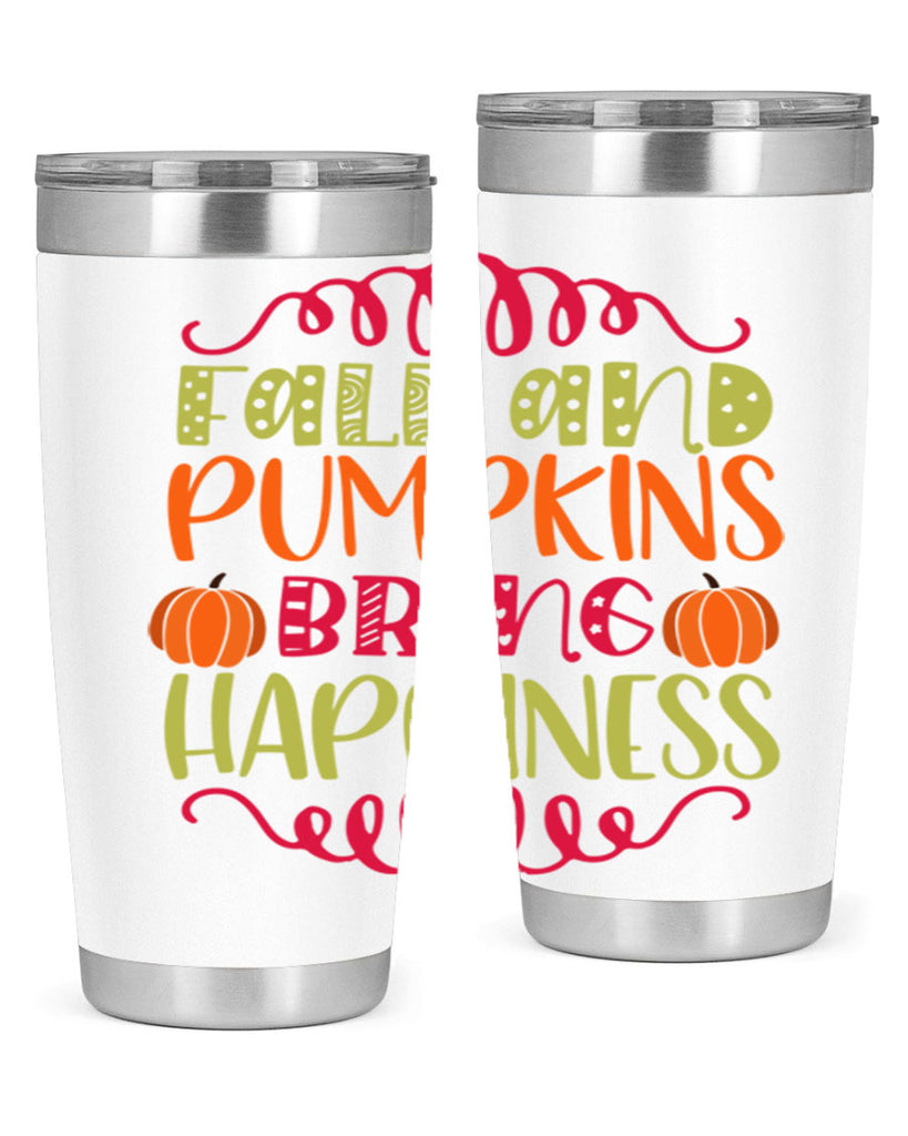Fall and Pumpkins bring Happiness 86#- fall- Tumbler