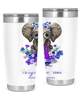 Forget me not Alzheimers Awareness Elephant Flower 150#- alzheimers- Tumbler