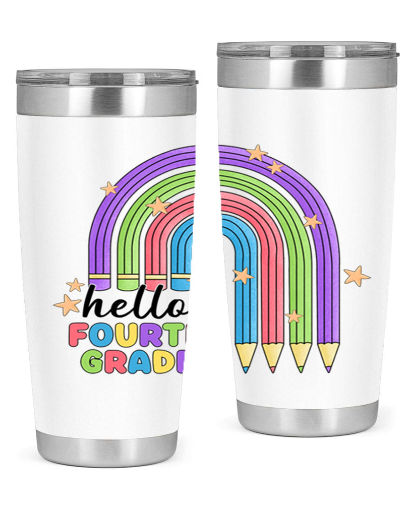 Hello 4th Grade Pencil Rainbow 12#- 4th  grade- Tumbler