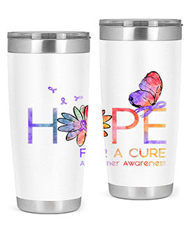 Hope For A Cure Alzheimer Awareness Flower 162#- alzheimers- Tumbler