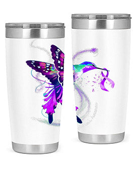 Hummingbird Holding Purple Ribbon Alzheimers Awareness 166#- alzheimers- Tumbler