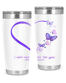 I Will Remember For You Butterfly Alzheimers Awareness 185#- alzheimers- Tumbler