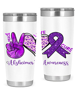 Peace Love Cure Alzheimer Awareness 205#- alzheimers- Tumbler