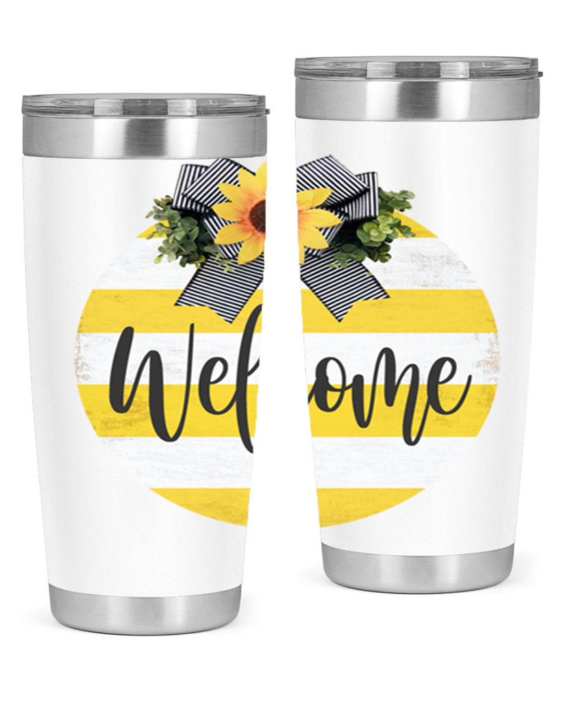 Welcome and Yellow strips Mockup564#- spring- Tumbler