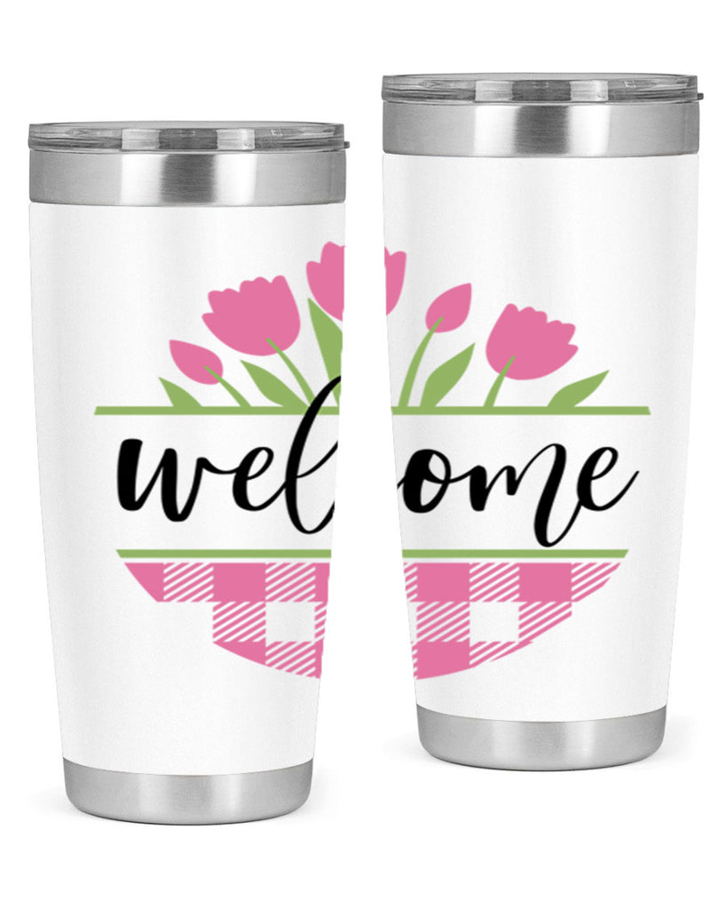 Welcome pink plaid575#- spring- Tumbler