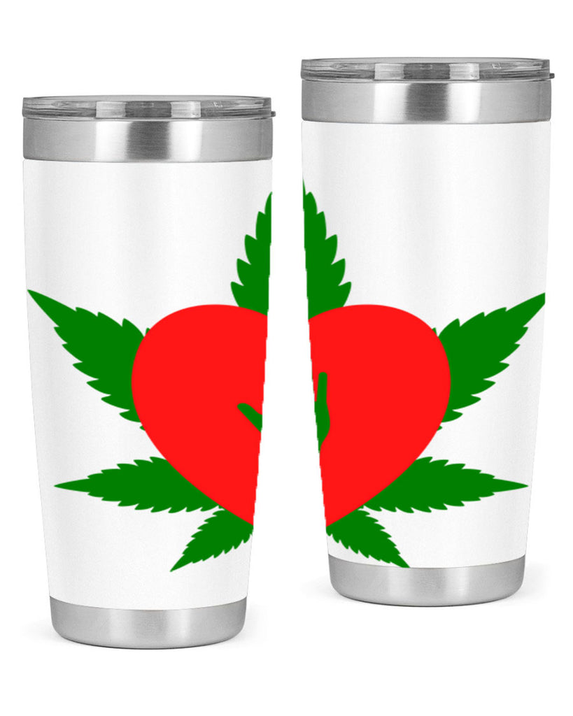 cannabis heart with hand 45#- marijuana- Tumbler