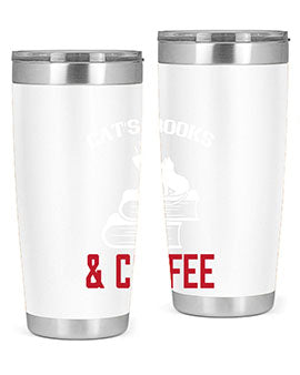 cats book and coffee Style 37#- cat- Tumbler