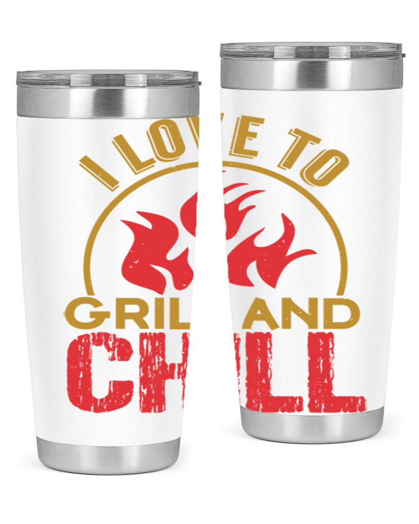 i love to grill and chill 38#- bbq- Tumbler