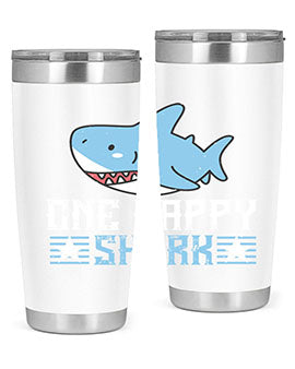 one happy shark Style 50#- shark  fish- Tumbler