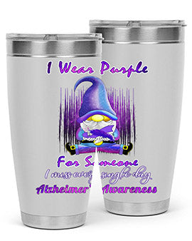 Alzheimers Awareness Products I Wear Purple Ribbon Gnome 22#- alzheimers- Tumbler