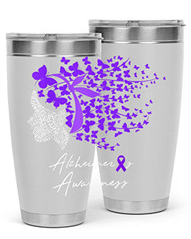 Alzheimers Awareness Shirt Alzheimers Purple Butterflies 23#- alzheimers- Tumbler