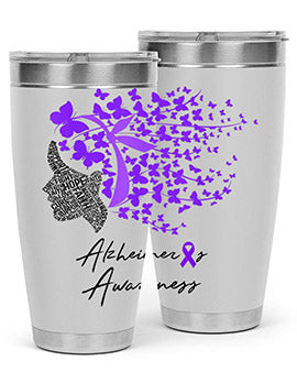 Alzheimers Awareness Shirt Alzheimers Purple Butterflies 24#- alzheimers- Tumbler