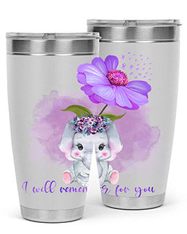 Elephan Sunflower AlzheimerS Awareness 131#- alzheimers- Tumbler