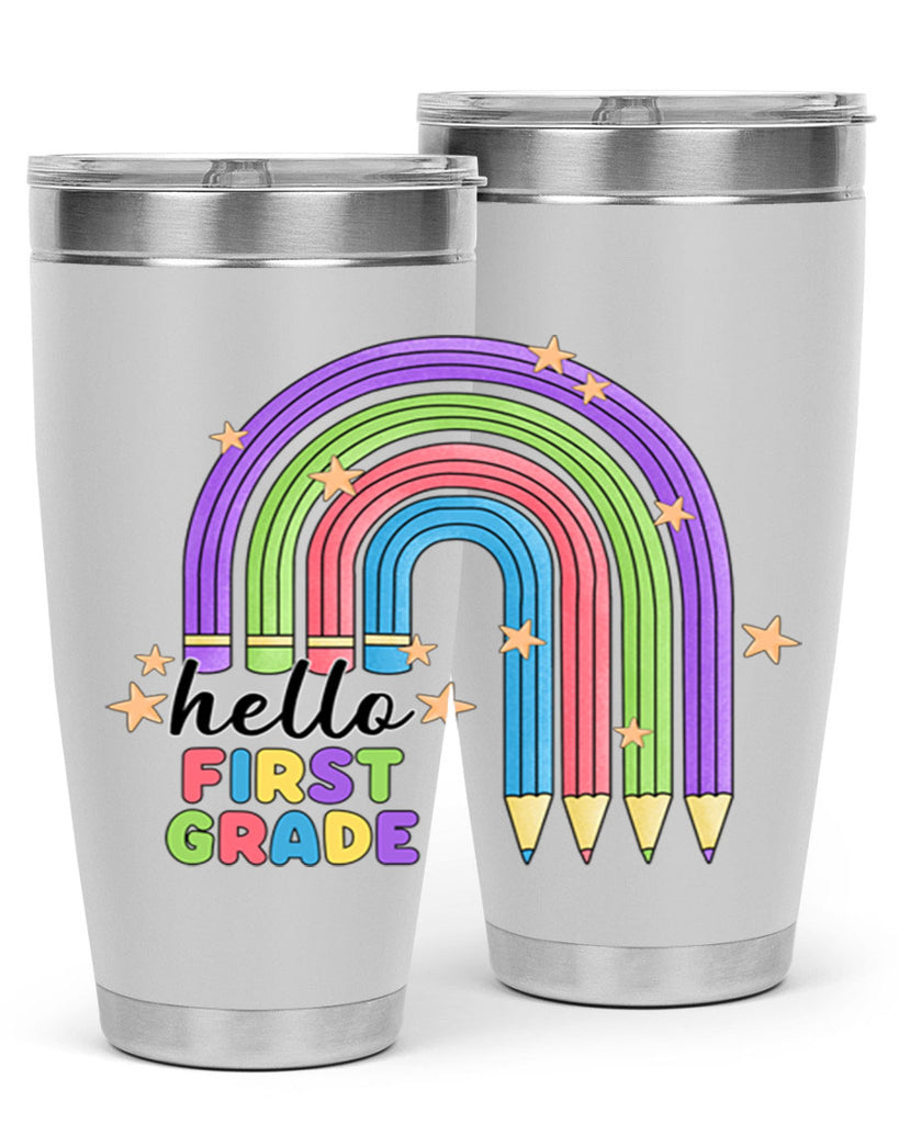 Hello 1st Grade Pencil Rainbow 14#- 1st grade- Tumbler