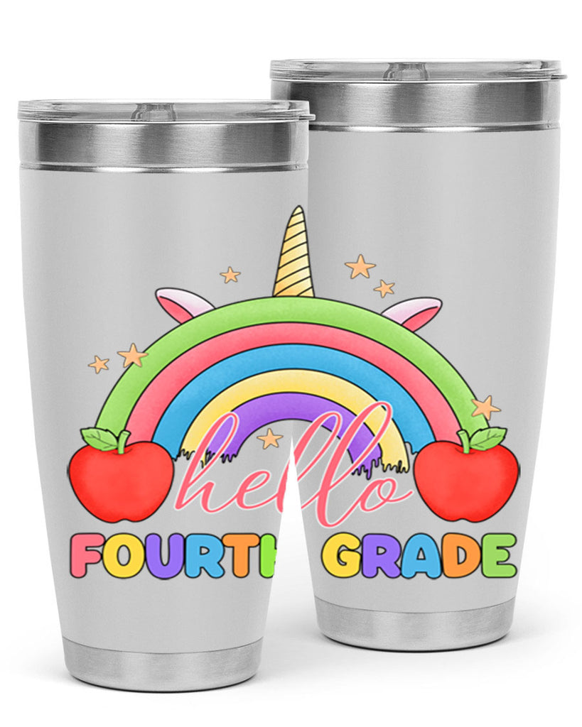 Hello 4th Grade Unicorn Rainbow 14#- 4th  grade- Tumbler