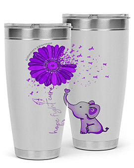 Hope Fight Cure Elephant Alzheimers Purple Ribbon 161#- alzheimers- Tumbler