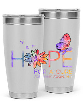 Hope For A Cure Alzheimer Awareness Flower 162#- alzheimers- Tumbler