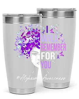 I Will Remember For You Alzheimer Awareness Womens Butterfly 180#- alzheimers- Tumbler