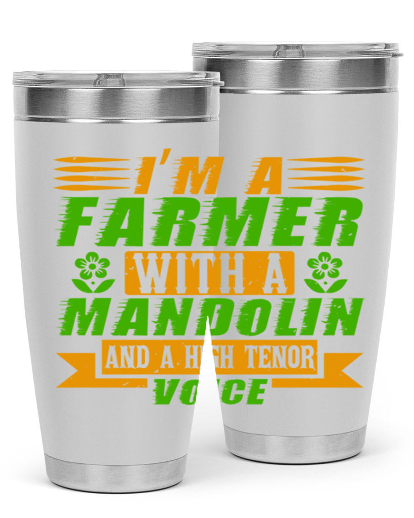 Im A Farmer With a mandolin 48#- farming and gardening- Tumbler