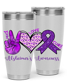 Peace Love Cure Alzheimer Awareness 205#- alzheimers- Tumbler