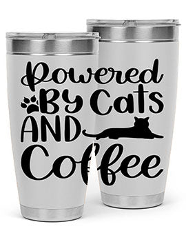 Powered By Cats And Coffee Style 102#- cat- Tumbler