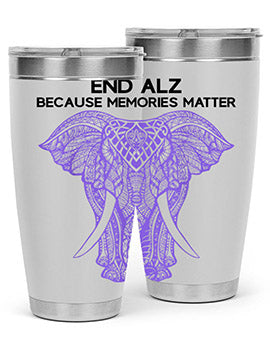 Purple Elephant Alzheimer Awareness 212#- alzheimers- Tumbler