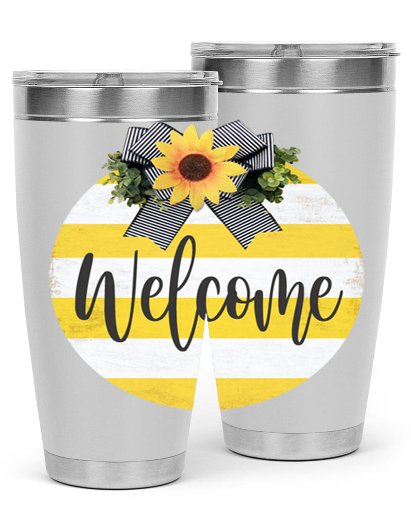 Welcome and Yellow strips Mockup564#- spring- Tumbler