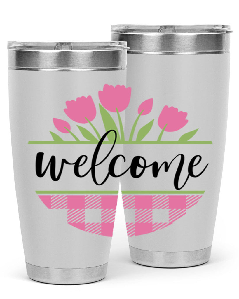 Welcome pink plaid575#- spring- Tumbler