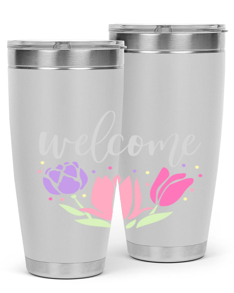 Welcome three flowers587#- spring- Tumbler