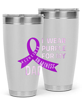 Womens I Wear Purple for My Dad Alzheimers Disease Awareness VNeck 221#- alzheimers- Tumbler